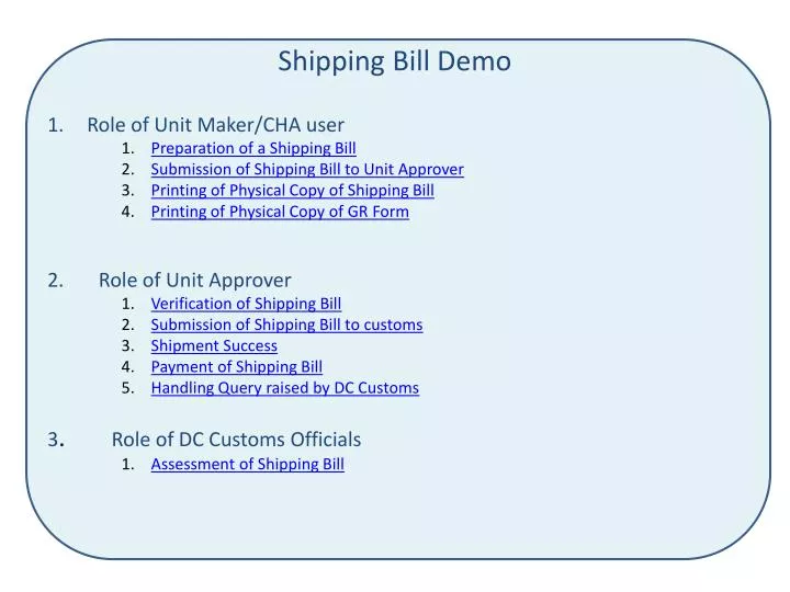 shipping bill demo