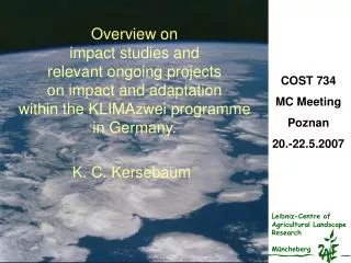 Overview on impact studies and relevant ongoing projects on impact and adaptation within the KLIMAzwei programme in
