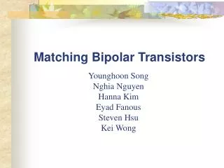 Matching Bipolar Transistors
