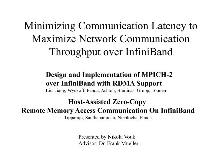 minimizing communication latency to maximize network communication throughput over infiniband