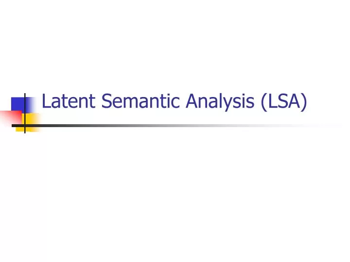 latent semantic analysis lsa