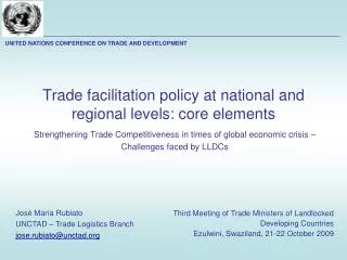 Trade facilitation policy at national and regional levels: core elements