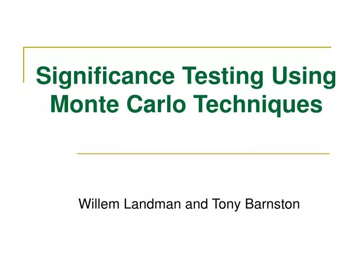 significance testing using monte carlo techniques