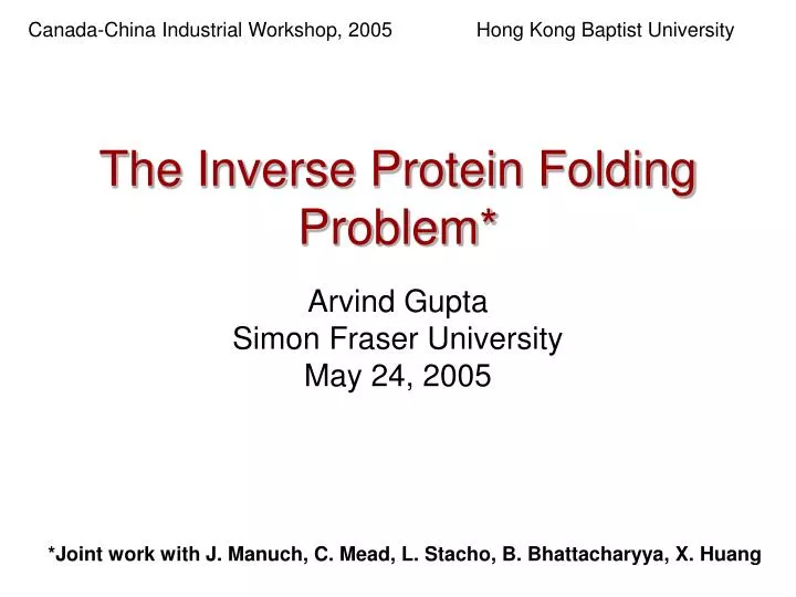 the inverse protein folding problem