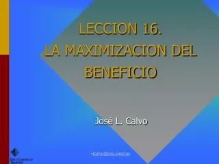LECCION 16 . LA MAXIMIZACION DEL BENEFICIO