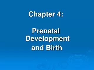 Chapter 4: Prenatal Development and Birth
