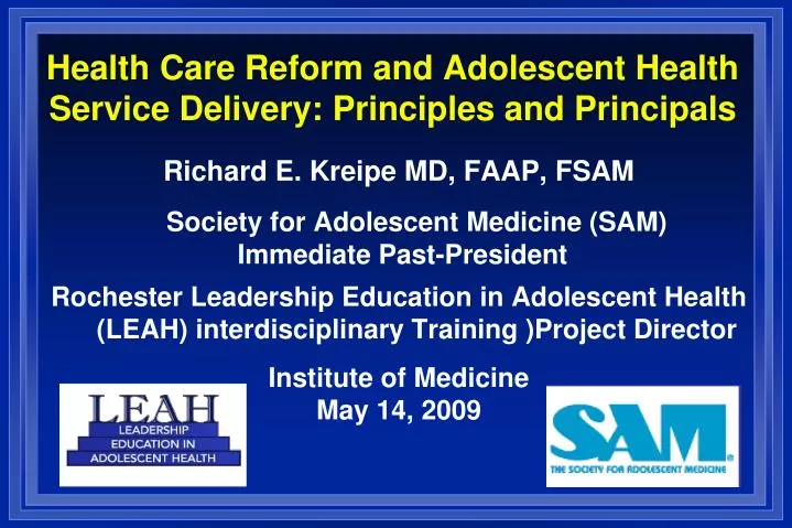 health care reform and adolescent health service delivery principles and principals