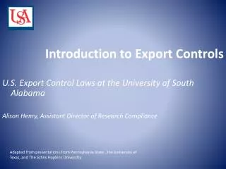 Introduction to Export Controls