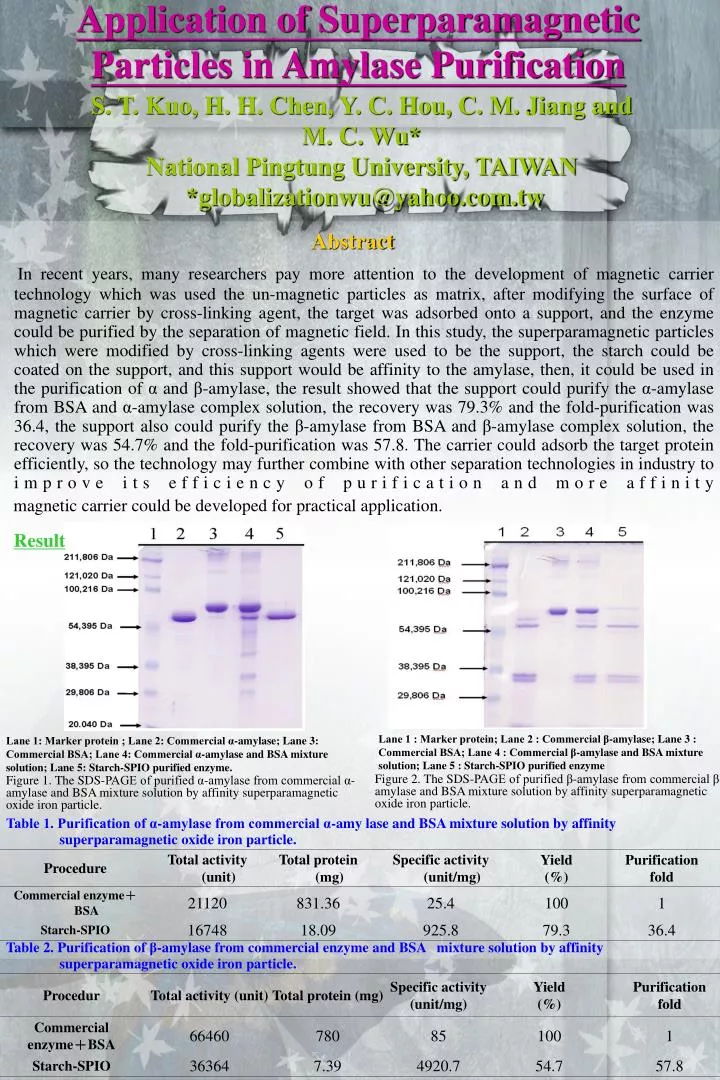 application of superparamagnetic particles in amylase purification