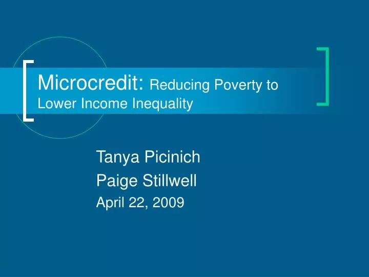 microcredit reducing poverty to lower income inequality