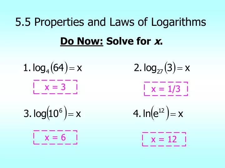 5 5 properties and laws of logarithms