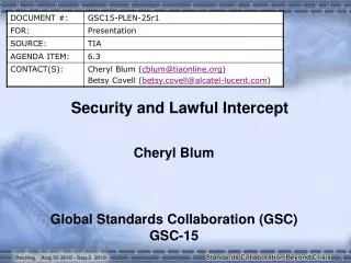 Security and Lawful Intercept