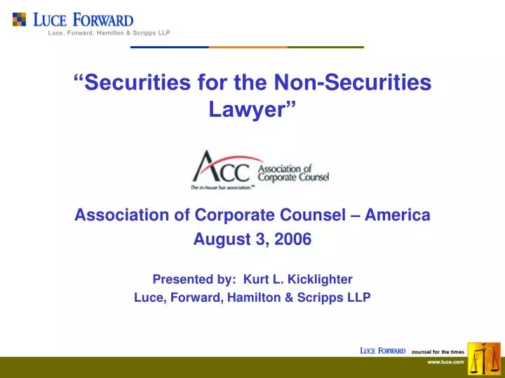 securities for the non securities lawyer