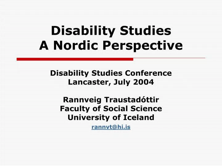 disability studies a nordic perspective