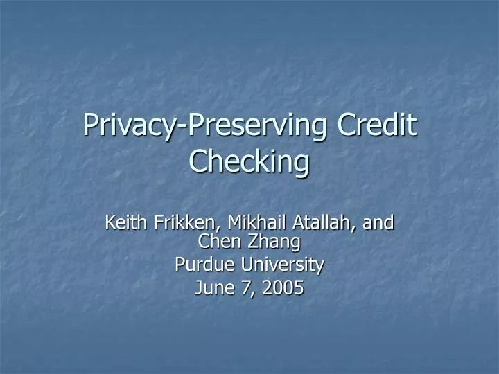 privacy preserving credit checking