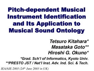 Pitch-dependent Musical Instrument Identification and Its Application to Musical Sound Ontology