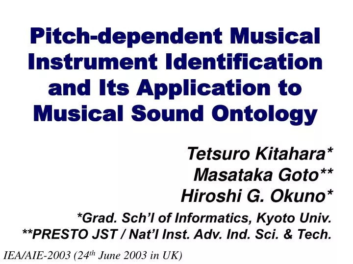 pitch dependent musical instrument identification and its application to musical sound ontology