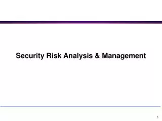 Security Risk Analysis &amp; Management