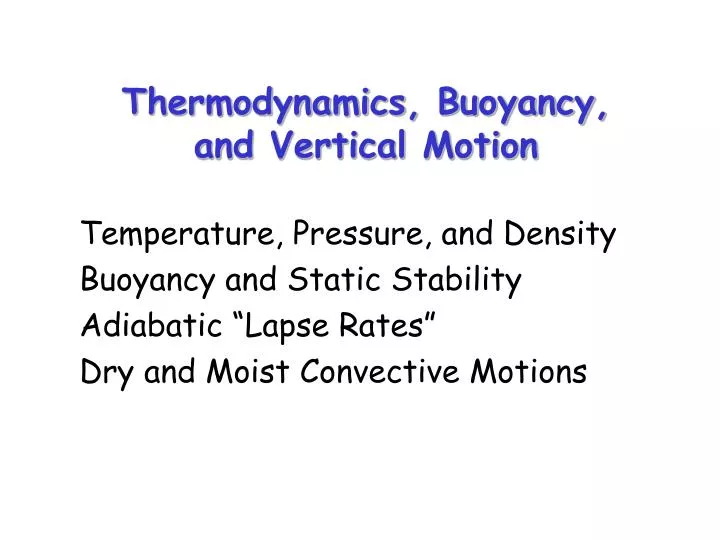 thermodynamics buoyancy and vertical motion