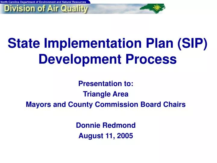 state implementation plan sip development process