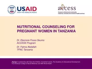 NUTRITIONAL COUNSELING FOR PREGNANT WOMEN IN TANZANIA