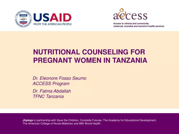 nutritional counseling for pregnant women in tanzania