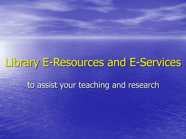 library e resources and e services