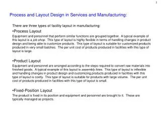 Process and Layout Design in Services and Manufacturing: