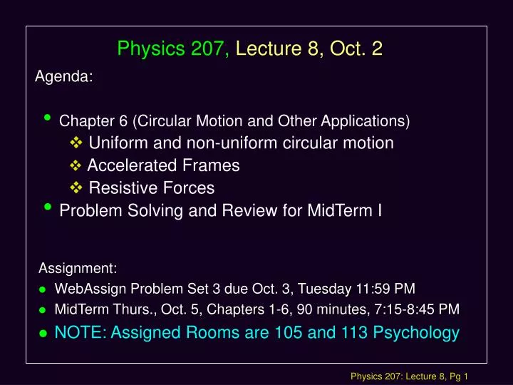 physics 207 lecture 8 oct 2