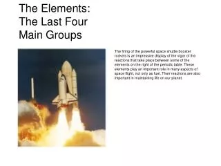 The Elements: The Last Four Main Groups