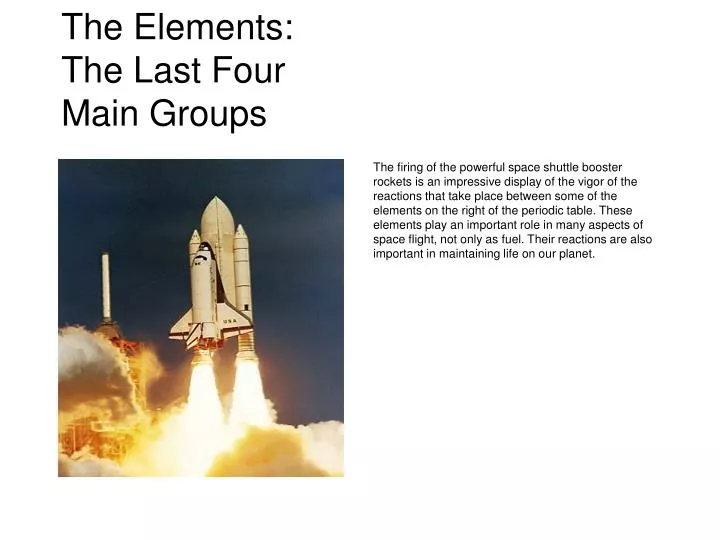 the elements the last four main groups