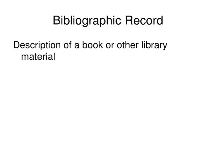 bibliographic record