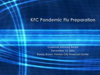 KFC Pandemic Flu Preparation