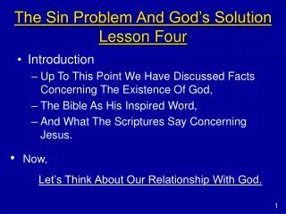 The Sin Problem And God’s Solution Lesson Four