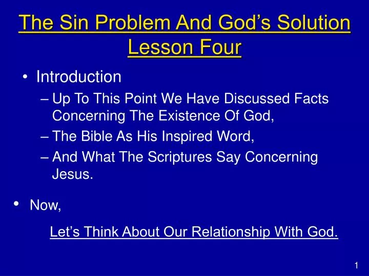 the sin problem and god s solution lesson four