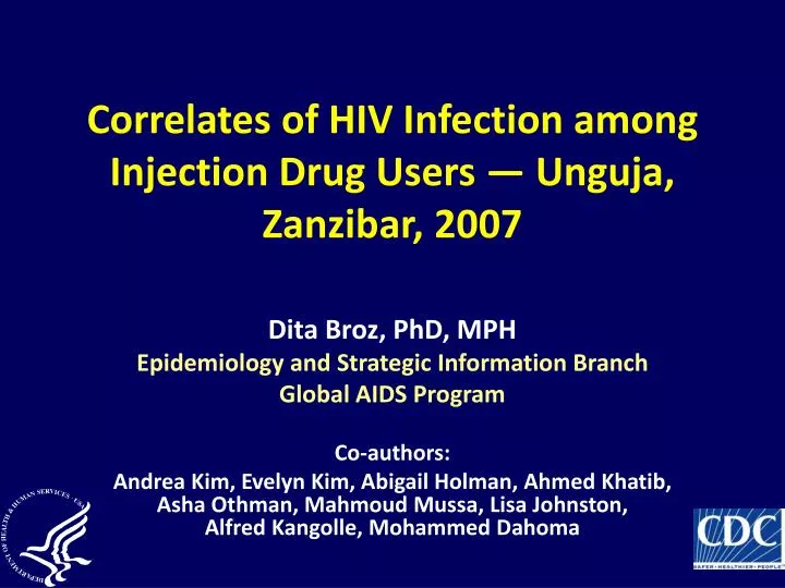 correlates of hiv infection among injection drug users unguja zanzibar 2007