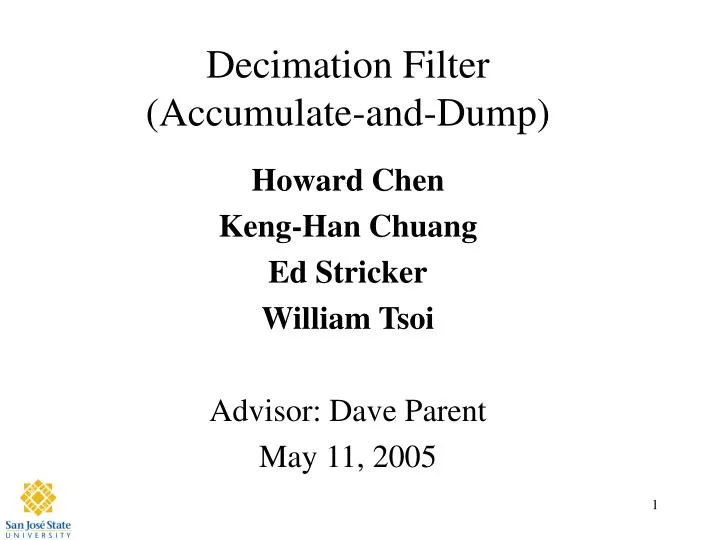 decimation filter accumulate and dump