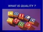 WHAT IS QUALITY ? - slide 1