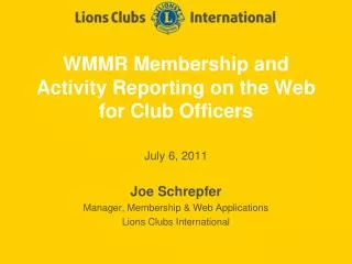 WMMR Membership and Activity Reporting on the Web for Club Officers