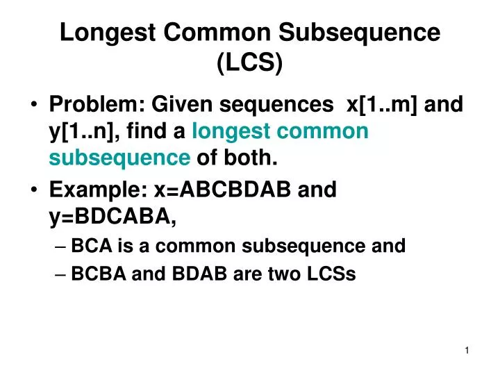 longest common subsequence lcs