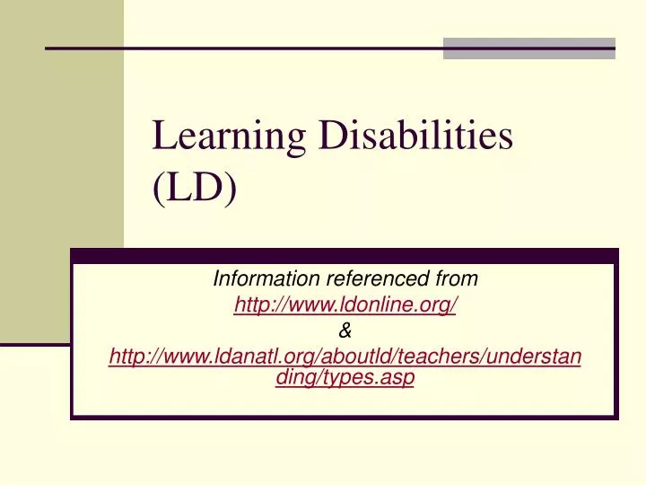 learning disabilities ld