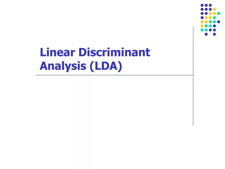 linear discriminant analysis lda