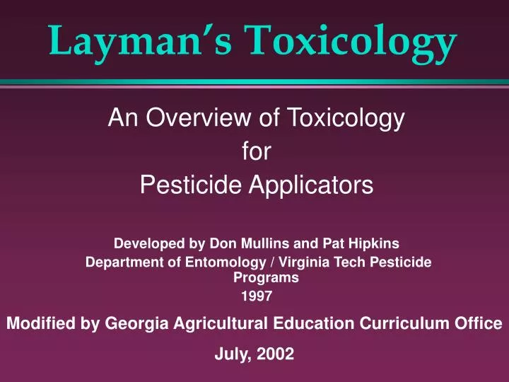 layman s toxicology