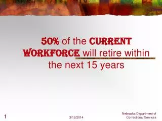 50% of the current workforce will retire within the next 15 years