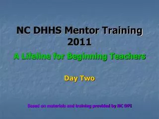 NC DHHS Mentor Training 2011