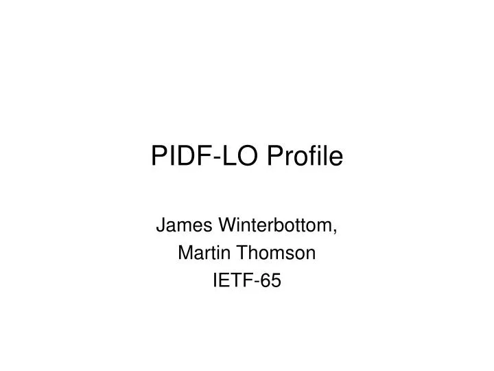 pidf lo profile