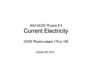 AQA GCSE Physics 2-5 Current Electricity