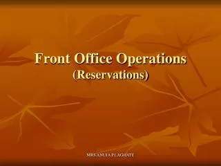 Front Office Operations (Reservations)