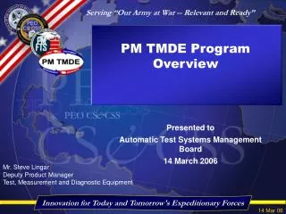 PM TMDE Program Overview