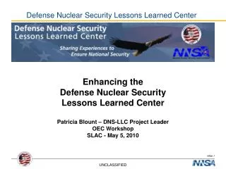 Defense Nuclear Security Lessons Learned Center